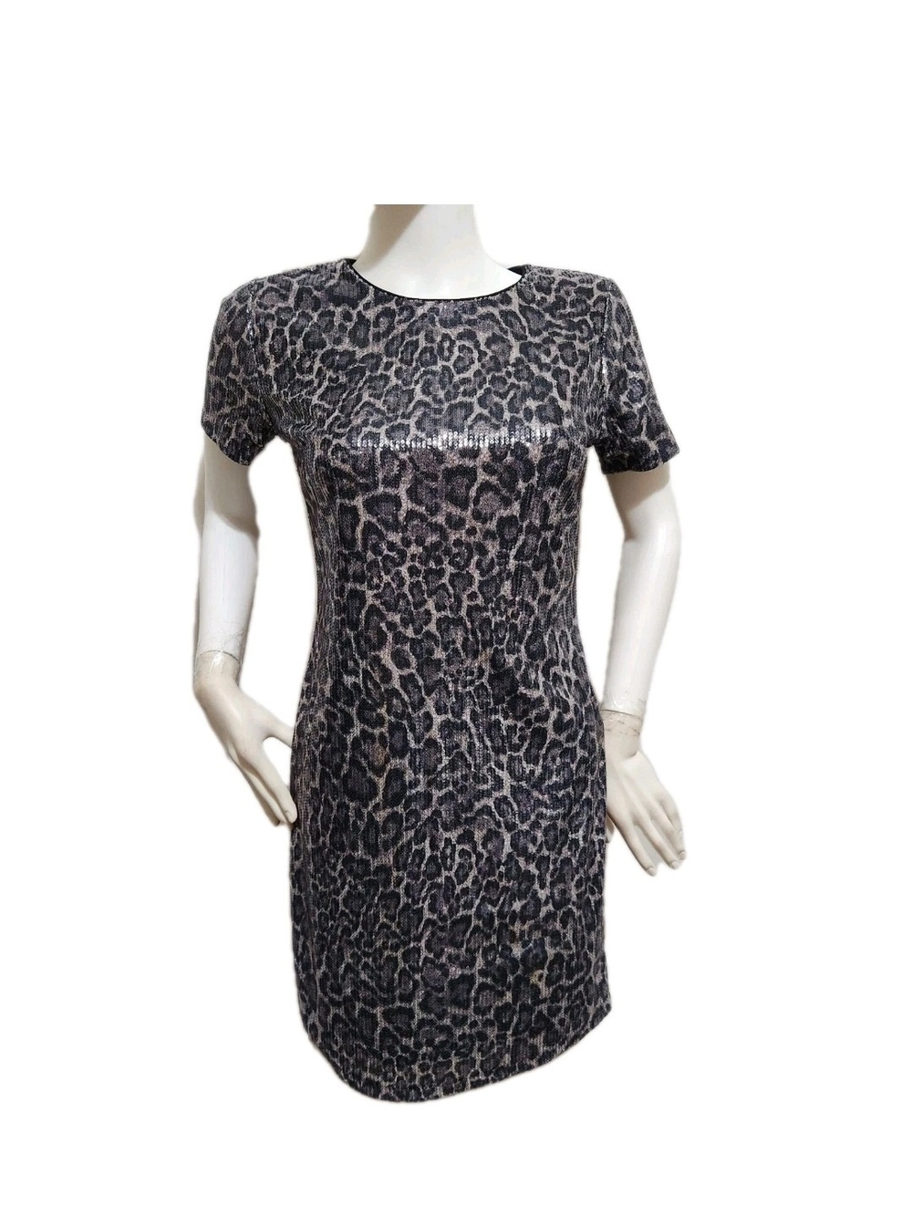 MICHAEL Michael Kors  Size XS Womens black  Sequin Cheetah T Shirt Dress NWT 07